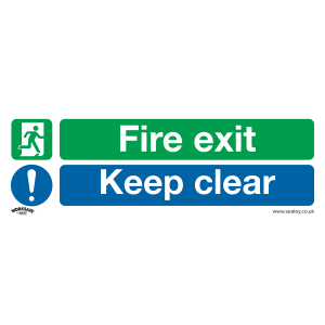 Sealey Worksafe® Fire Exit Keep Clear (Large) Safety Sign - Rigid Plastic (SS32P1)