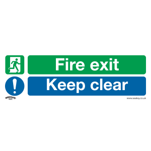 Sealey Worksafe® Fire Exit Keep Clear (Large) Safety Sign - Self-Adhesive Vinyl (SS32V1)