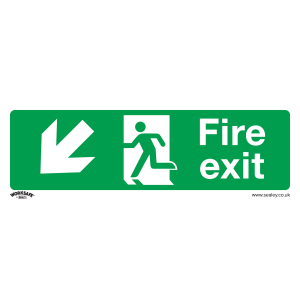 Sealey Worksafe® Fire Exit (Down Left) Safety Sign - Rigid Plastic (SS34P1)