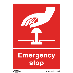 Sealey Worksafe® Emergency Stop Safety Sign - Rigid Plastic (SS35P1)
