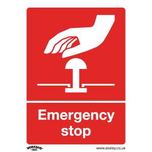 Sealey Worksafe® Emergency Stop Safety Sign - Self-Adhesive Vinyl (SS35V1)