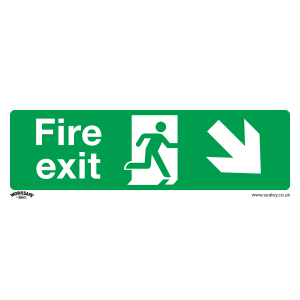 Sealey Worksafe® Fire Exit (Down Right) Safety Sign - Rigid Plastic (SS36P1)