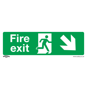 Sealey Worksafe® Fire Exit (Down Right) Safety Sign - Self-Adhesive Vinyl (SS36V1)
