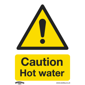 Sealey Worksafe® Caution Hot Water Safety Sign - Self-Adhesive Vinyl (SS38V1)