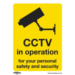 Sealey Worksafe® CCTV Safety Sign, Rigid Plastic - Pack of 10 (SS40P10)