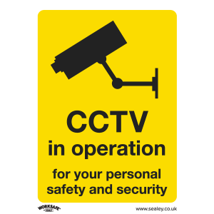 Sealey Worksafe® CCTV Safety Sign, Self-Adhesive Vinyl - Pack of 10 (SS40V10)