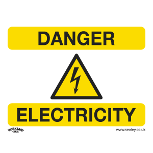 Sealey Worksafe® Danger Electricity Safety Sign - Self-Adhesive Vinyl (SS41V1)