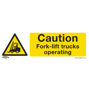 Sealey Worksafe® Caution Fork-Lift Trucks Safety Sign, Rigid Plastic - Pack of 10 (SS44P10)