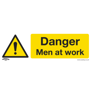 Sealey Worksafe® Danger Men At Work Safety Sign, Rigid Plastic - Pack of 10 (SS46P10)