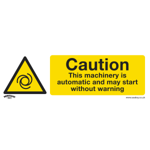 Sealey Worksafe® Caution Automatic Machinery Safety Sign - Self-Adhesive Vinyl (SS47V1)