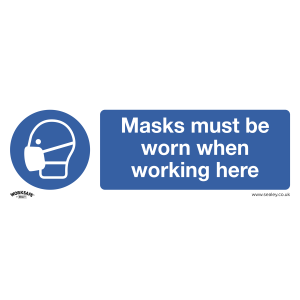 Sealey Worksafe® Masks Must Be Worn Safety Sign - Self-Adhesive Vinyl (SS57V1)
