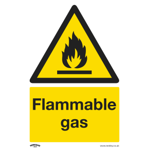 Sealey Worksafe® Flammable Gas Safety Sign - Rigid Plastic (SS59P1)