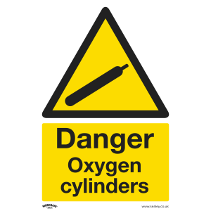 Sealey Worksafe® Danger Oxygen Cylinders Safety Sign, Self-Adhesive Vinyl - Pack of 10 (SS61V10)