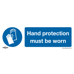 Sealey Worksafe® Hand Protection Must Be Worn Safety Sign - Self-Adhesive Vinyl (SS6V1)