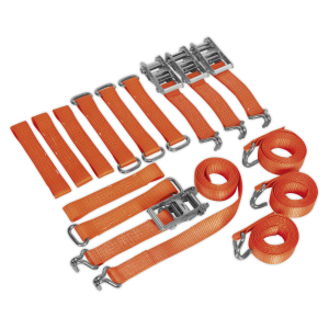 Sealey Alloy/Steel Wheel Car Transporter Ratchet Strap Kit 4pc 50mm x 3m 4500kg Breaking Strength (TDRWKIT)
