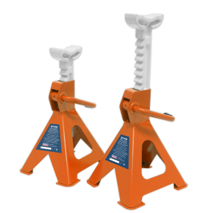Sealey Ratchet Type Axle Stands (Pair) 2 Tonne Capacity per Stand - Orange (VS2002OR)