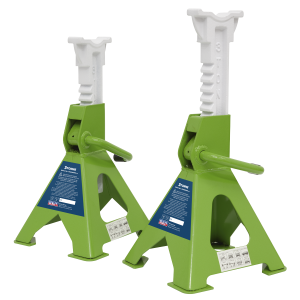 Sealey Ratchet Type Axle Stands (Pair) 3 Tonne Capacity per Stand - Hi-Vis Green (VS2003HV)