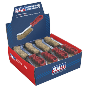 Sealey Brassed Steel Wire Brush with Plastic Handle - Display Box of 24 (WB05DB24)