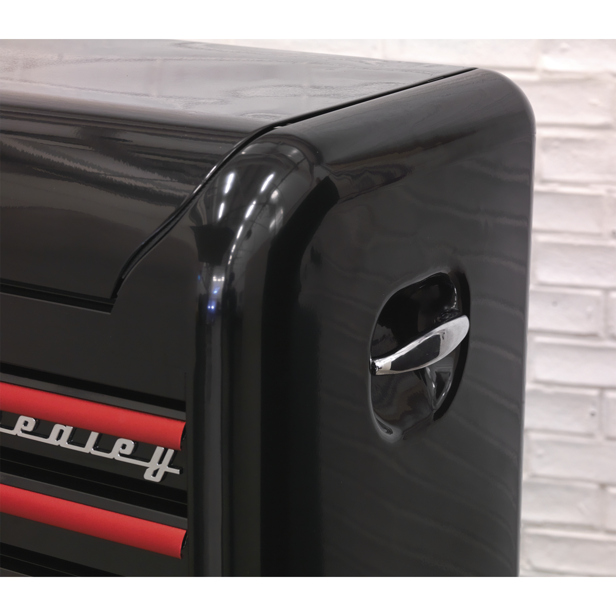 Sealey Premier™ Retro Style Wide Topchest & Rollcab Combination 10 Drawer - Black with Red Anodised Drawer Pulls (AP41COMBOBR) - Image 5