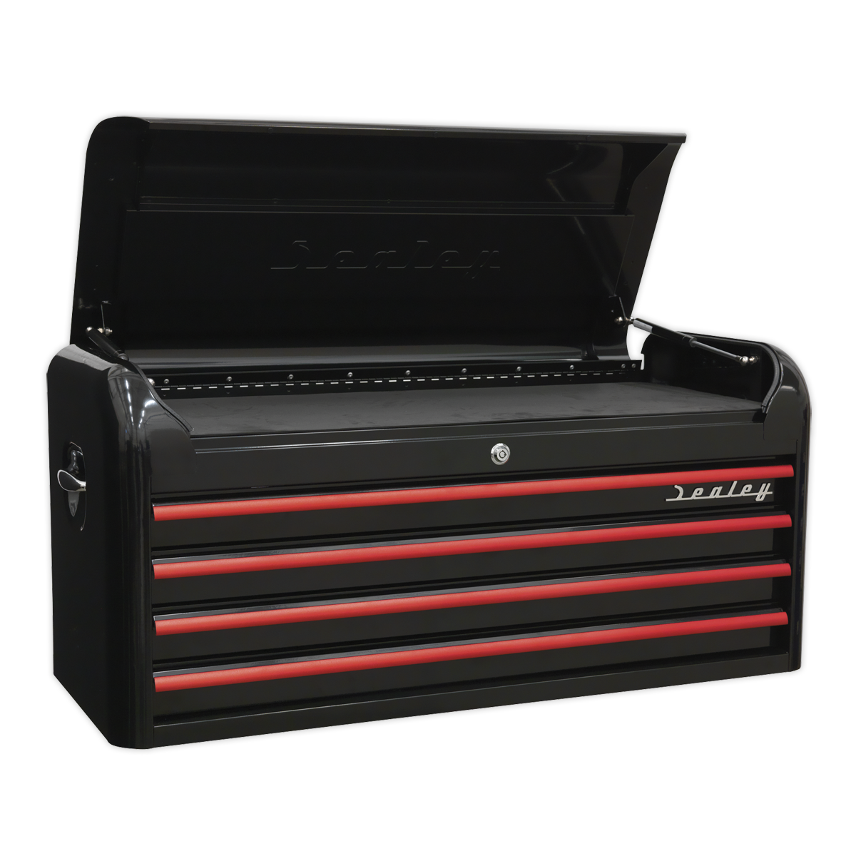 Sealey Premier™ Retro Style Wide Topchest & Rollcab Combination 10 Drawer - Black with Red Anodised Drawer Pulls (AP41COMBOBR) - Image 7