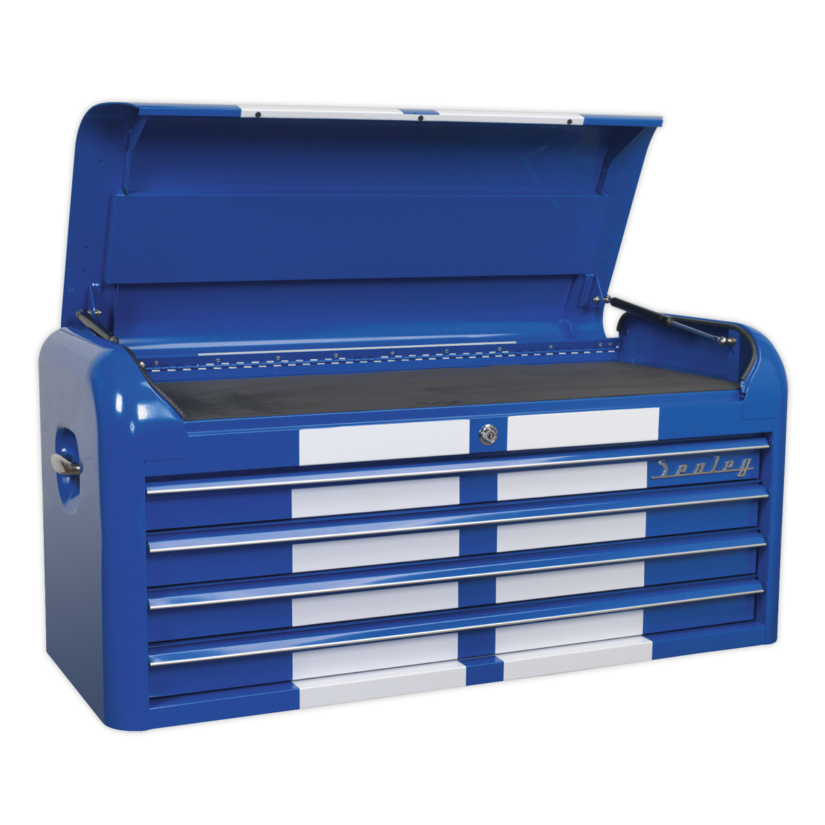 Sealey Premier™ Retro Style Wide Topchest & Rollcab Combination 10 Drawer Blue with White Stripes (AP41COMBOBWS) - Image 7