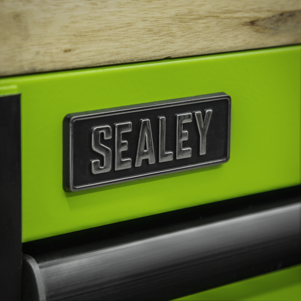 Sealey Superline PRO® Black Edition Mobile Trolley with Wooden Worktop, Hutch, 2 Drawer Riser & Side Locker 15 Drawer 1549mm (AP6115BECOMBO2) - Image 8