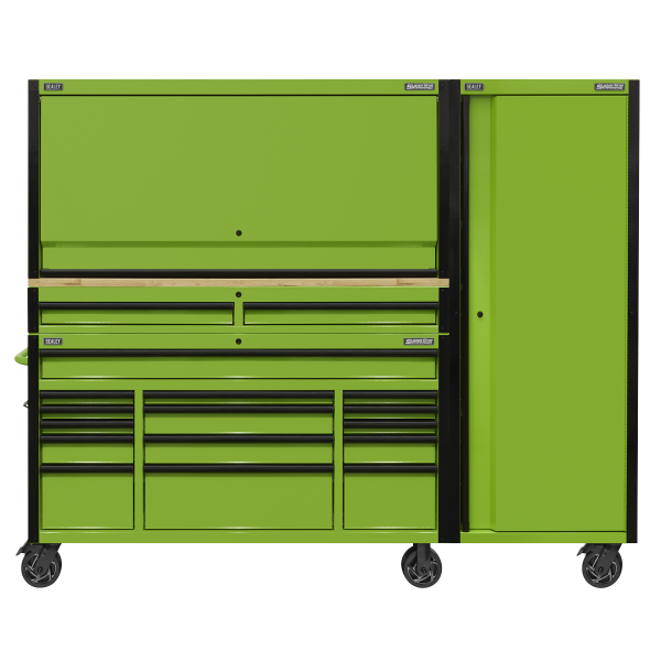 Sealey Superline PRO® Black Edition Mobile Trolley with Wooden Worktop, Hutch, 2 Drawer Riser & Side Locker 15 Drawer 1549mm (AP6115BECOMBO2) - Image 4