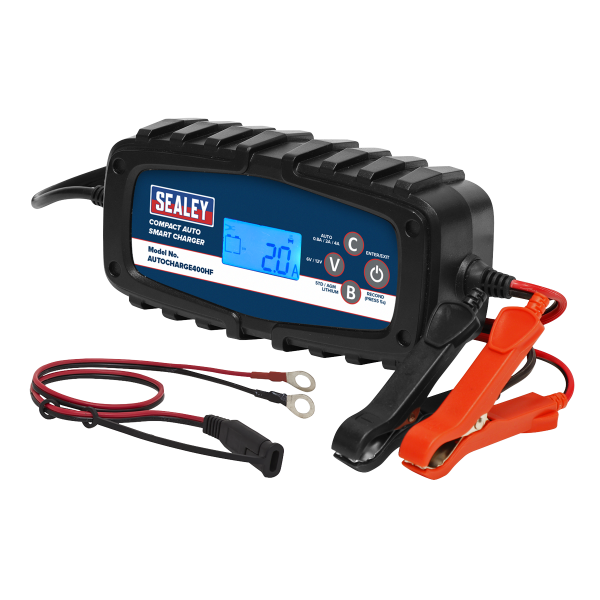 Sealey 6/12V Compact Auto Smart Charger & Maintainer 4A (AUTOCHARGE400HF) - Image 2