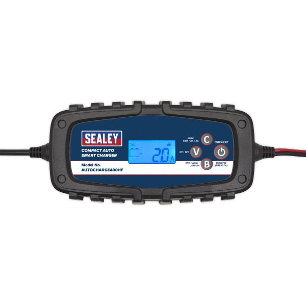 Sealey 6/12V Compact Auto Smart Charger & Maintainer 4A (AUTOCHARGE400HF) - Image 3