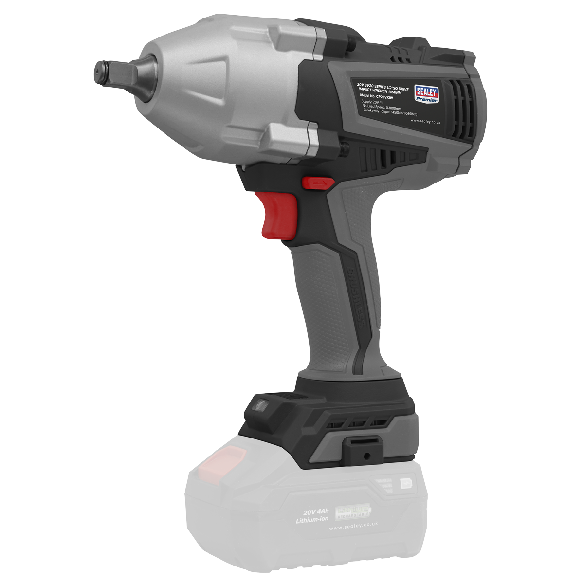 Sealey Premier SV20 Series Cordless Impact Wrench Kit 20V 4Ah (CP20VXIWKIT) - Image 8