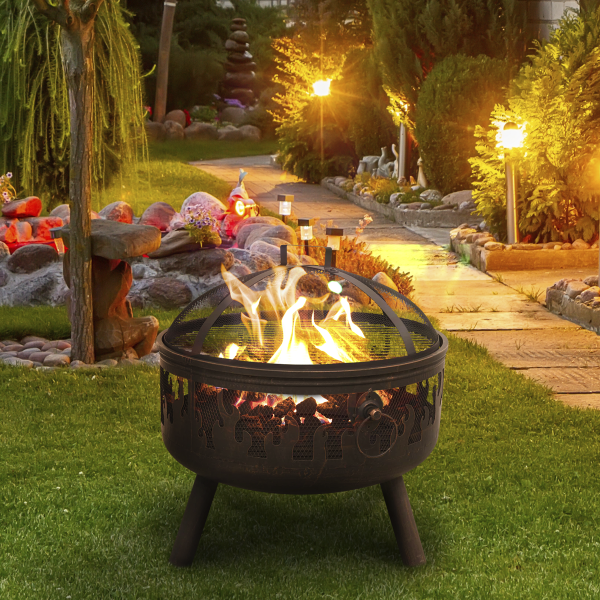 Sealey Dellonda Deluxe Fire Pit Fireplace Outdoor Patio Heater, Cooking Grill & Poker 61cm (DG117) - Image 5
