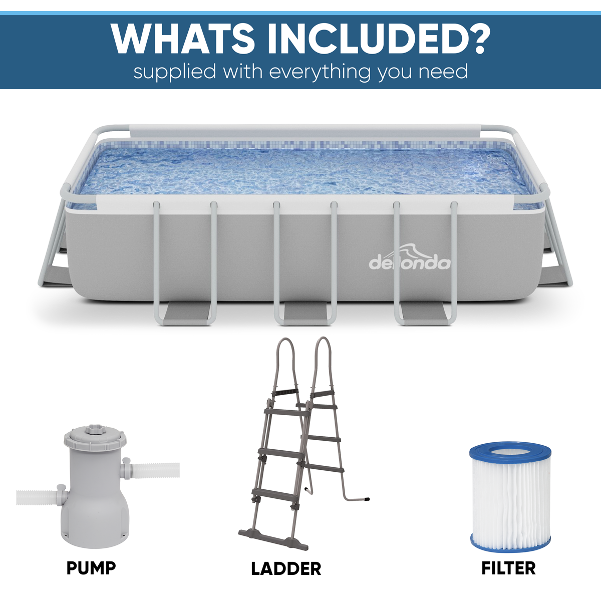Sealey Dellonda Deluxe Steel Frame Swimming Pool with Filter Pump 13ft (DL21) - Image 10