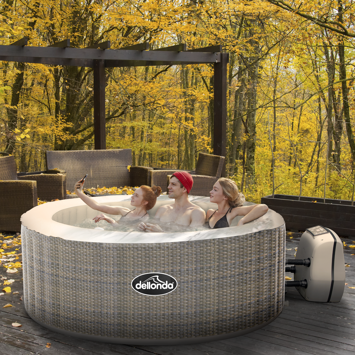 Sealey Dellonda 2-4 Person Inflatable Hot Tub/Spa with Smart Pump - Rattan Effect (DL90) - Image 3
