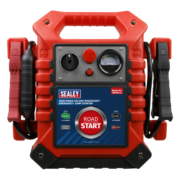 Sealey RoadStart® 12/24V Emergency Jump Starter 3000/1500 Peak Amps (RS125) - Image 2