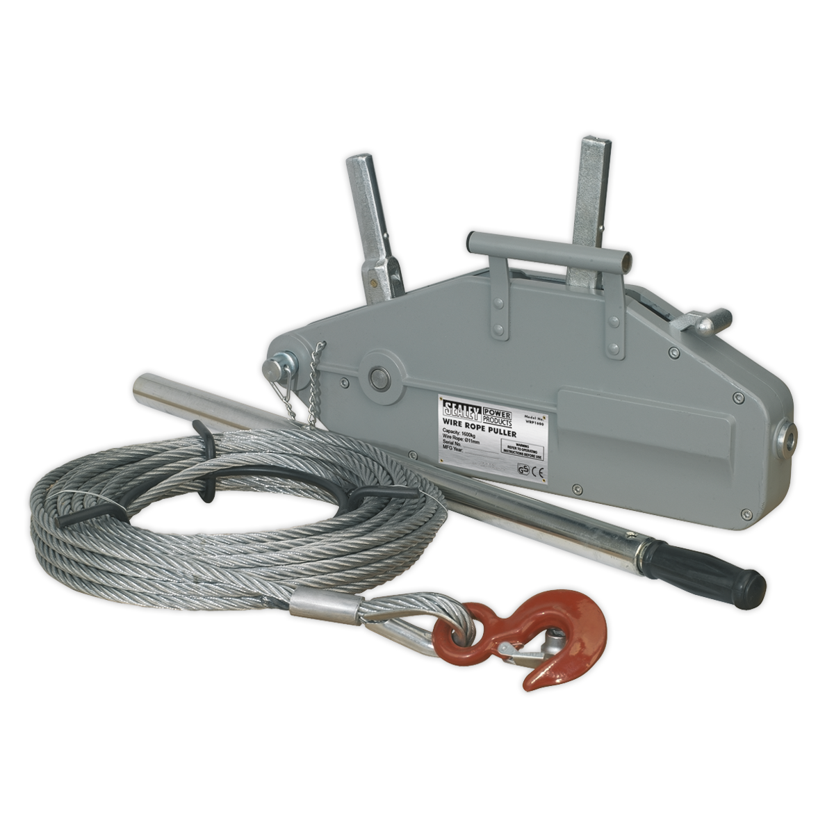 Sealey Wire Rope Puller 1600kg Max Line Force (WRP1600)