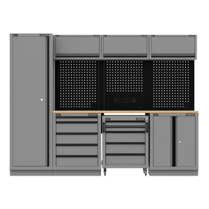 Sealey Superline PRO® Black Edition Storage System with Rubber Wood Worktop 2.64m (APMSBESTACK02W)