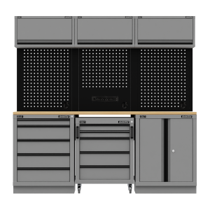 Sealey Superline PRO® Black Edition Storage System with Rubber Wood Worktop 2.04m (APMSBESTACK03W)