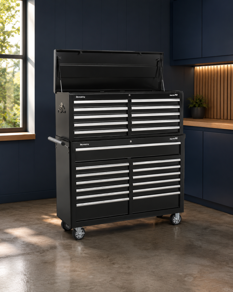 picture of a black workstation by equipify made by sealey