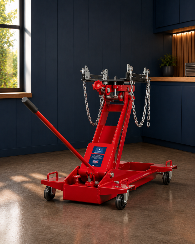 picture of a trolley jack by equipify made by sealey